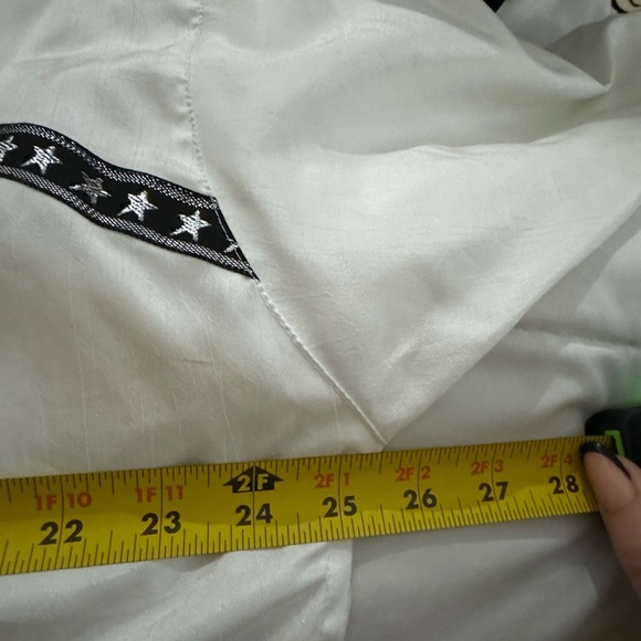 Lavon 80’s Silver & Black Shiny Embroidered Star Bomber Jacket Windbreaker LG - Picture 6 of 15